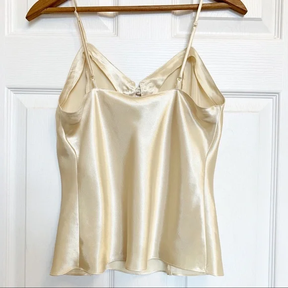 Vintage Satin Spaghetti Strap Top Cream Size Small - Picture 2 of 6